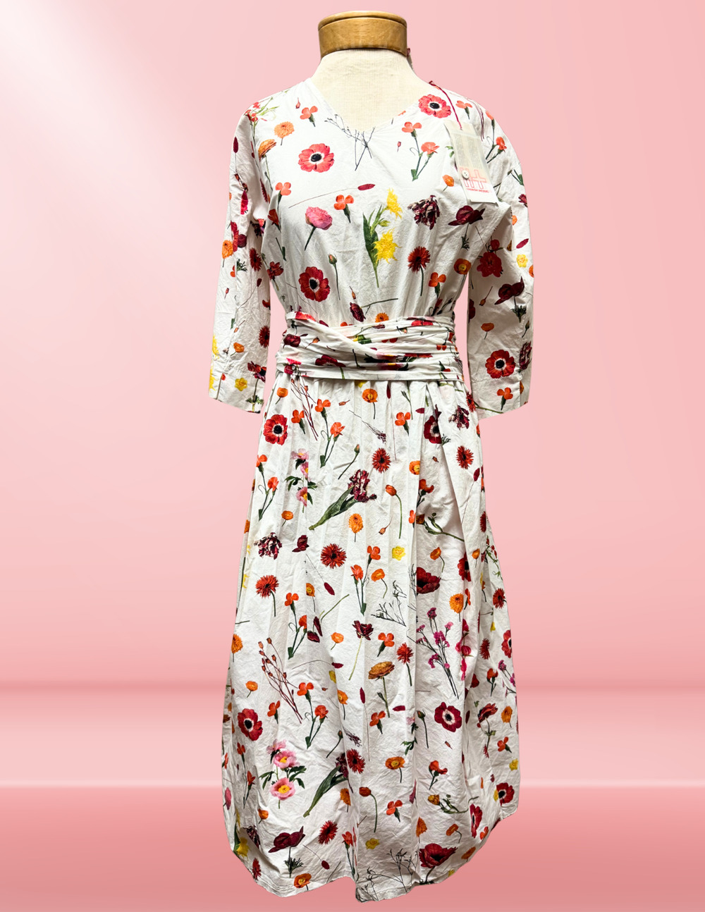 NWT Hannoh Wessel Roele Dress XS/S 34 White Floral Cotton Percale Italy